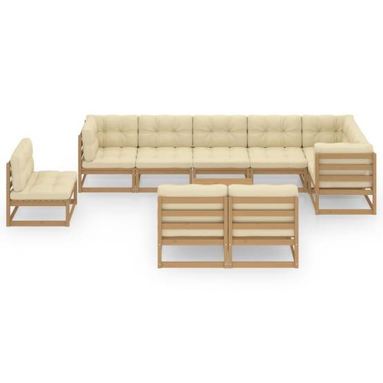 Helloshop26 - Salon de jardin meuble d'extérieur ensemble de mobilier 10 pièces avec coussins bois de pin massif - Imagen 1