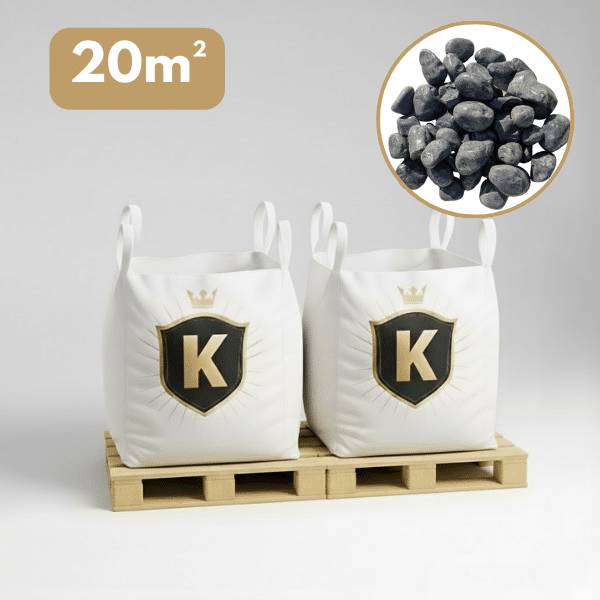 Galet marbre gris anthracite 40/60 mm – Pack 2 Big Bag +/- 1,5T – 20 m² - Image 1