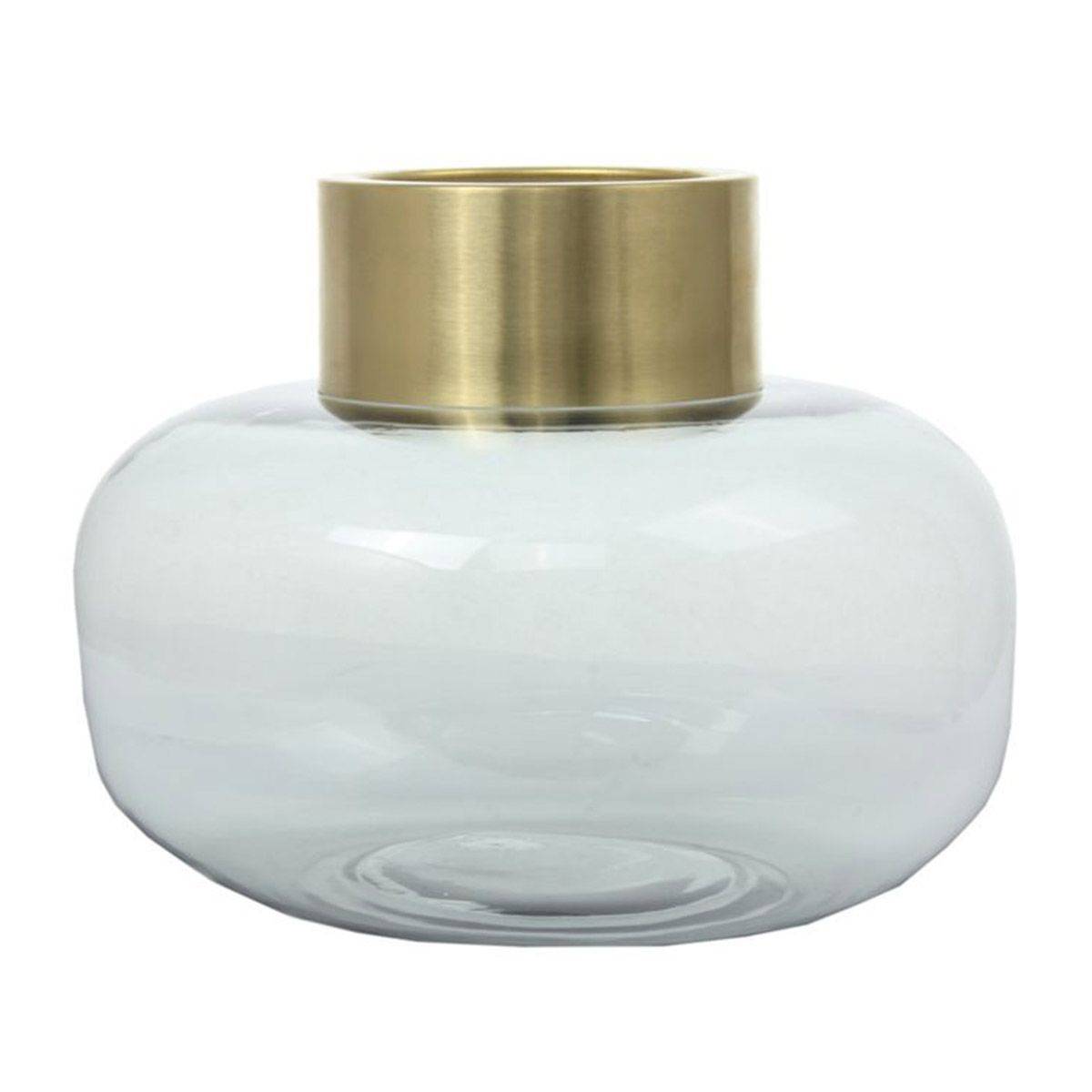 Paris Prix - Vase Design en Verre "Saigon" 23cm Gris & Or - Image 1