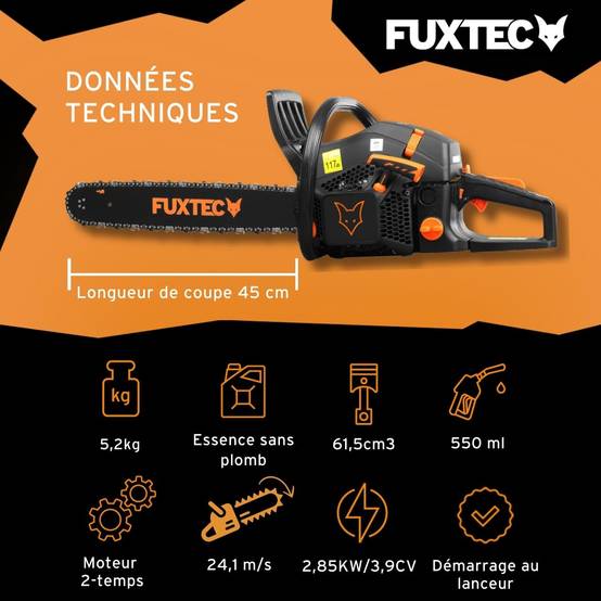 FUXTEC - Tronçonneuse thermique - FUXTEC FX-KS262 - 61,5cm3 20 pouces Black Edition - Image 3