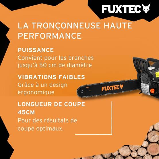 FUXTEC - Tronçonneuse thermique - FUXTEC FX-KS262 - 61,5cm3 20 pouces Black Edition - Image 5