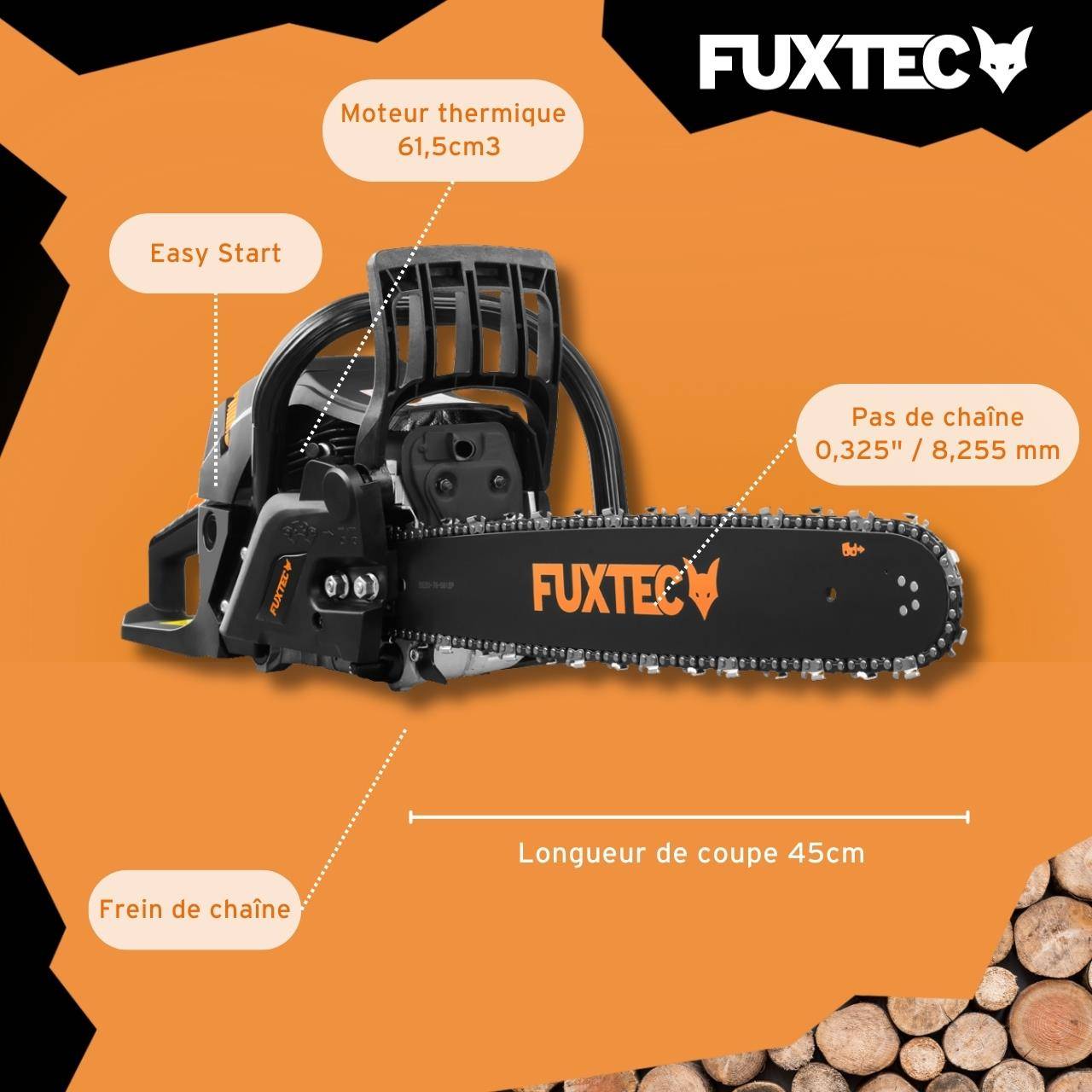 FUXTEC - Tronçonneuse thermique - FUXTEC FX-KS262 - 61,5cm3 20 pouces Black Edition - Image 6