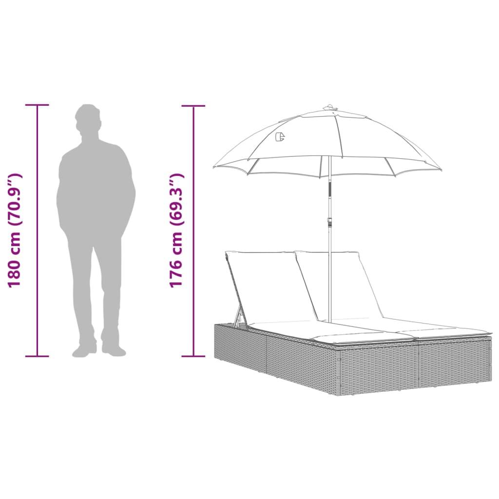 ComfortXL - Chaise Longue Double Résine Tressée avec Parasol Inclinable Noir – ComfortXL Outdoor Living - Image 10