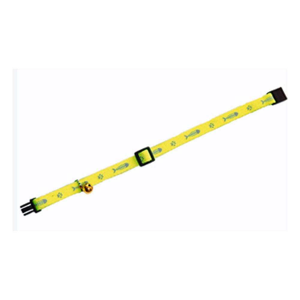 Collier réglable de 20 à 35 cm jaune  motif poisson  + clochette pour chat - Imagen 2