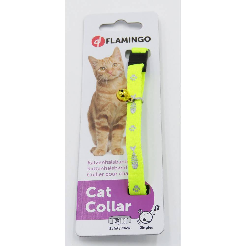 Collier réglable de 20 à 35 cm jaune  motif poisson  + clochette pour chat - Imagen 3