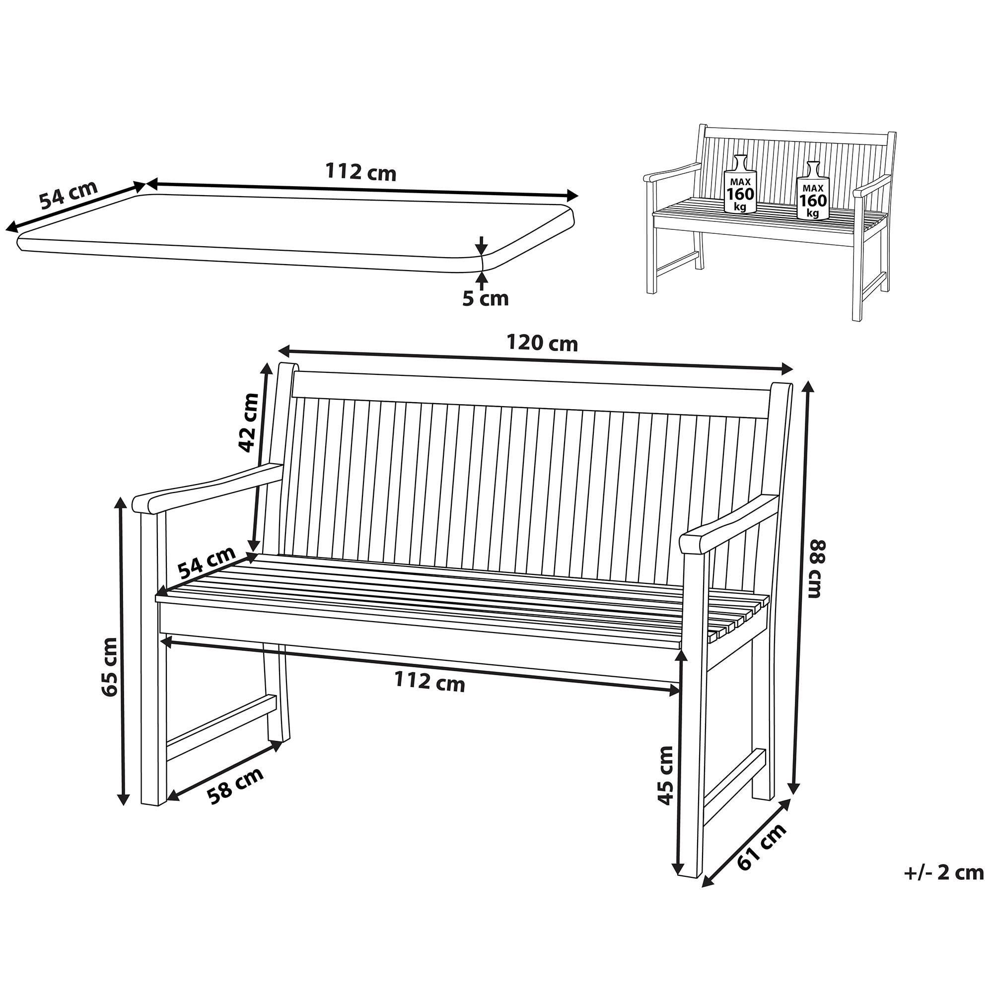 Beliani - Banc Bois d'acacia certifié Rouge foncé VIVARA Beliani - Imagen 2