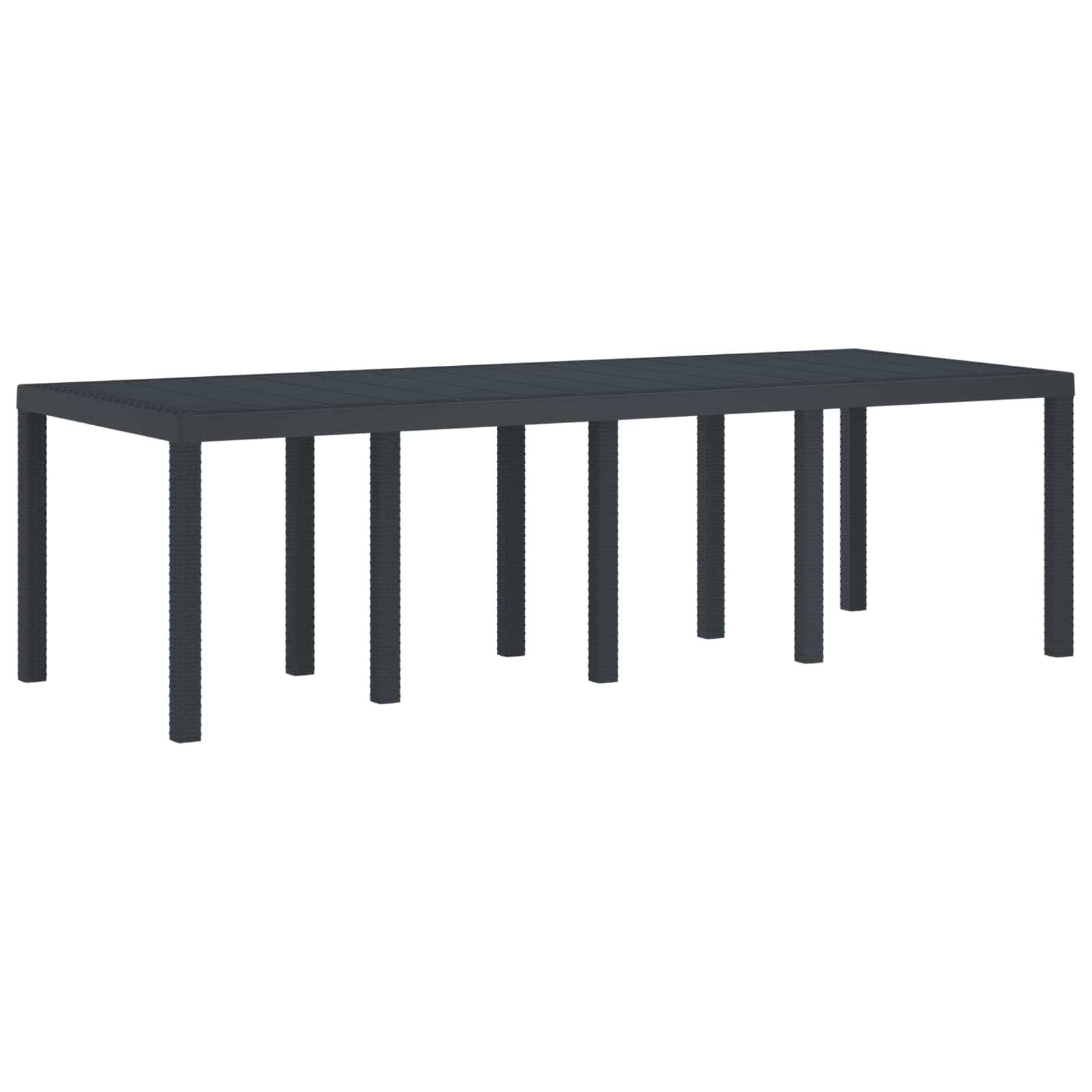 ComfortXL - Grande Table de Jardin Rectangulaire 250cm en Résine Tressée Anthracite, pour 8-10 Personnes – ComfortXL Outdoor Living