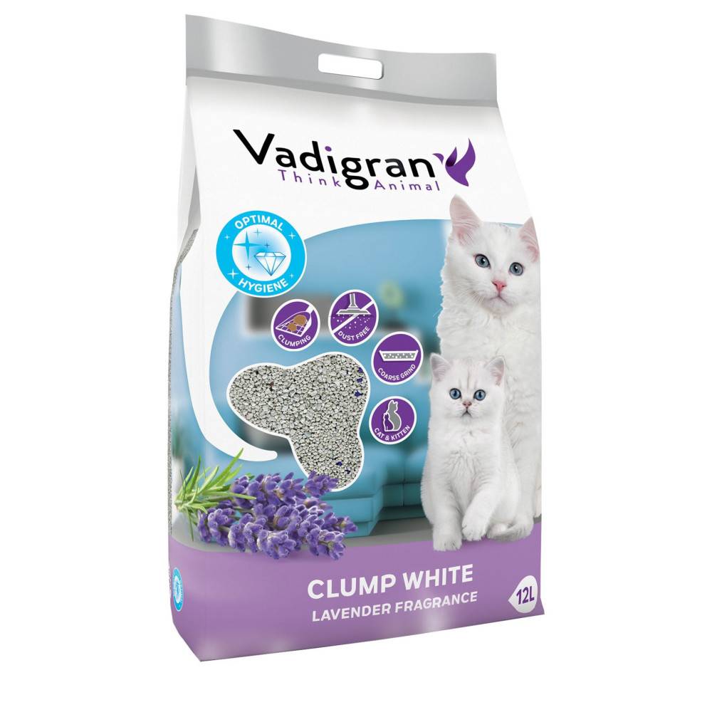 Vadigran - Vadigran - Litière pour chat CLUMP WHITE. 10 kg - 12 litres. senteur lavande - Imagen 2