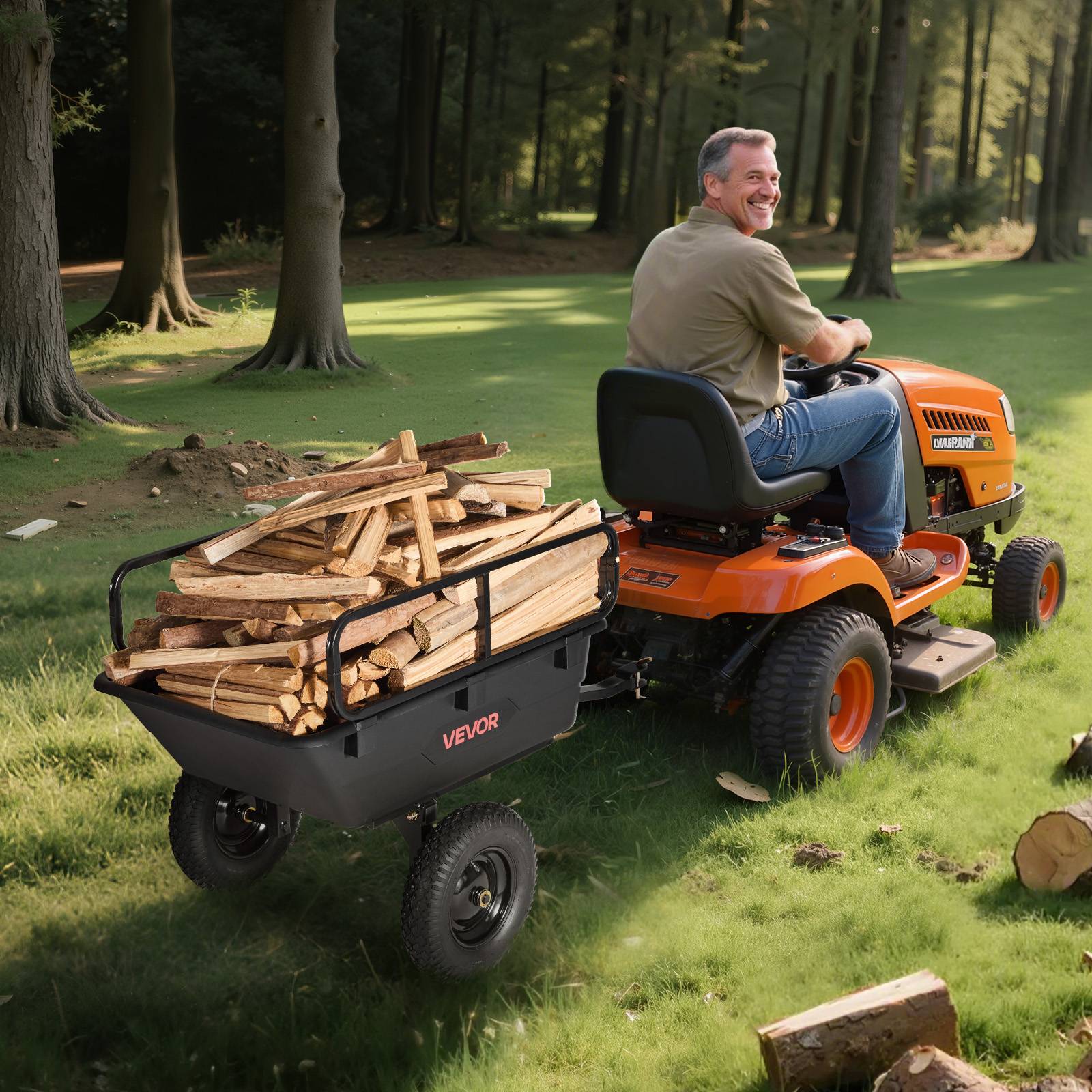 VEVOR Remorque à Benne Basculante Tracteur Tondeuse Gazon Jardin 283 L 226,8 kg - Image 8