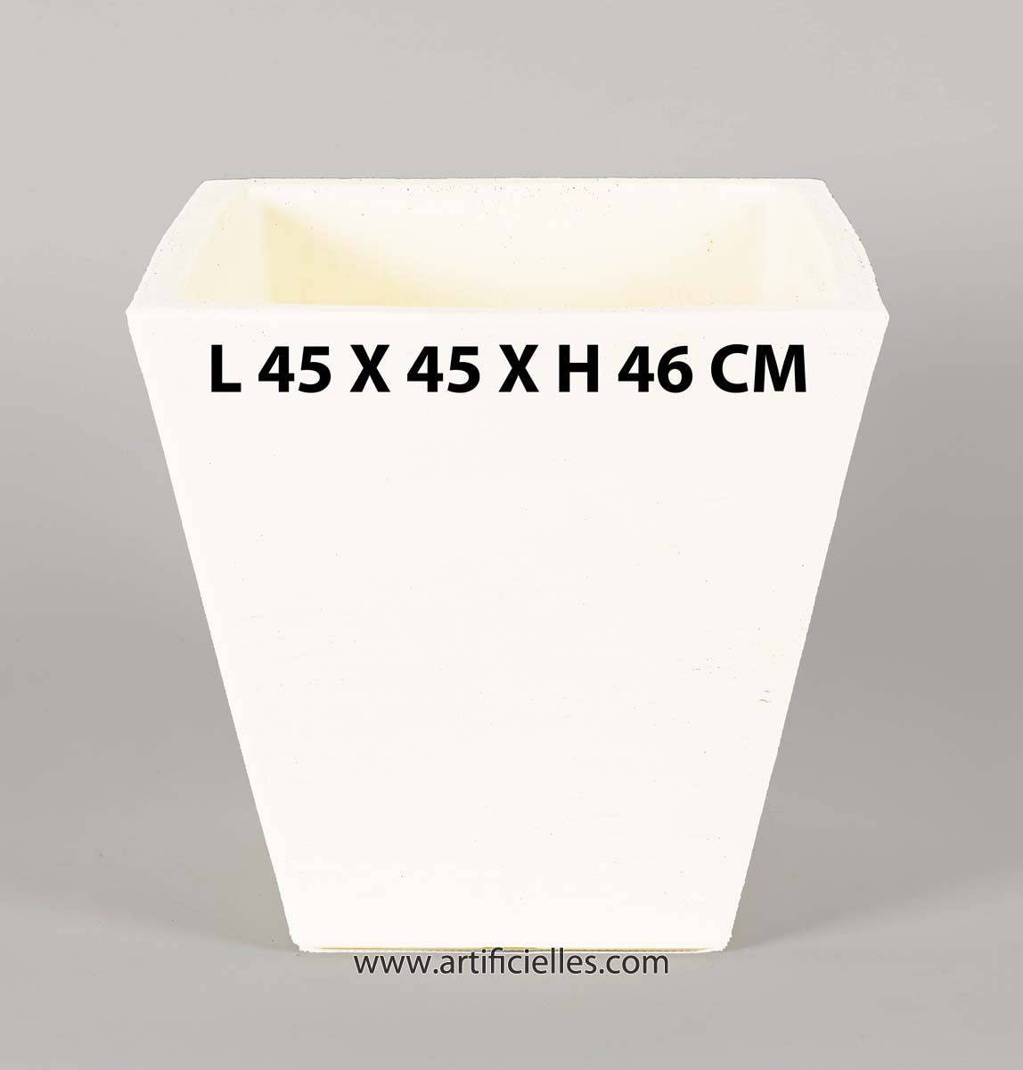 Artificielles - Bac LEA Blanc L 45 X H 46 CM Cubique évasé intérieur / extérieur - dimhaut: H 46 cm - couleur: Blanc neige