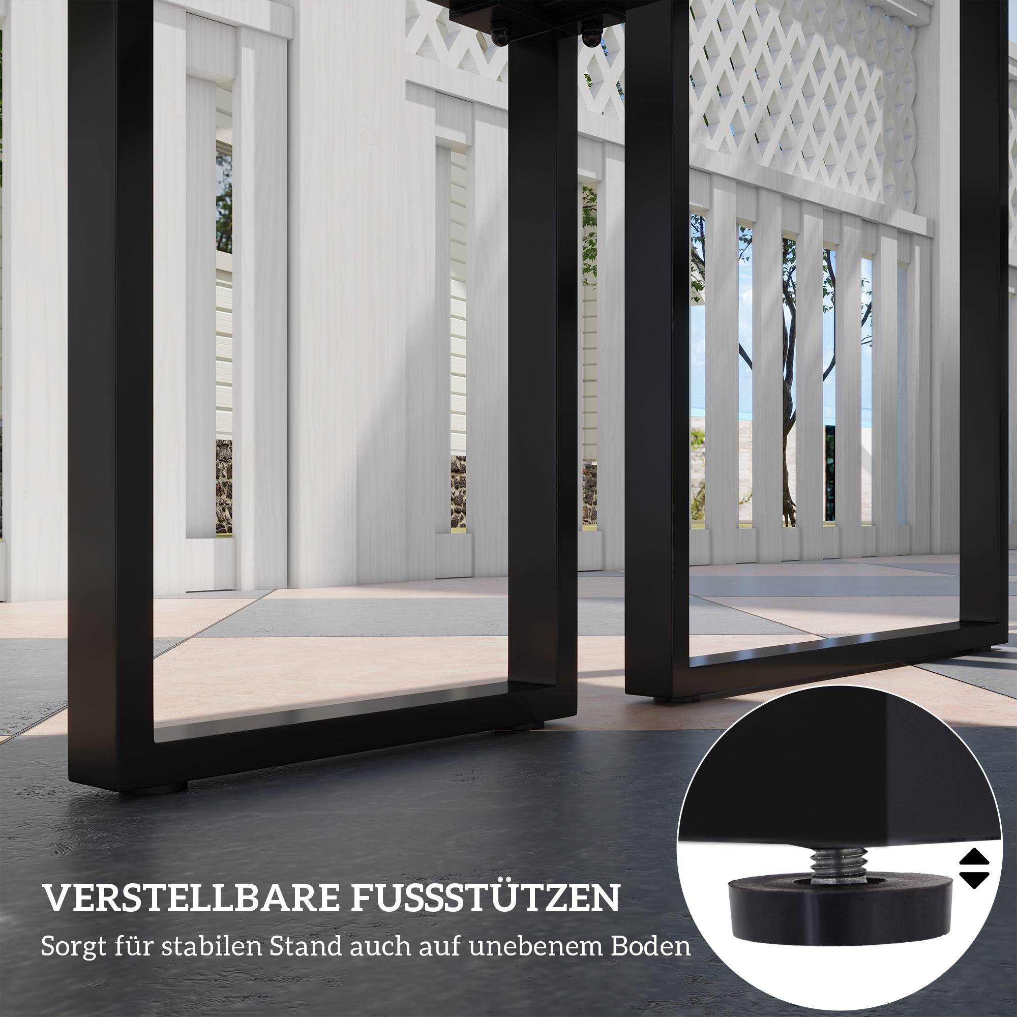 ComfortXL - Salon de jardin métal terrasse extérieur table 2 bancs 4 places 110cm noir - ComfortXL Outdoor Living - Image 5