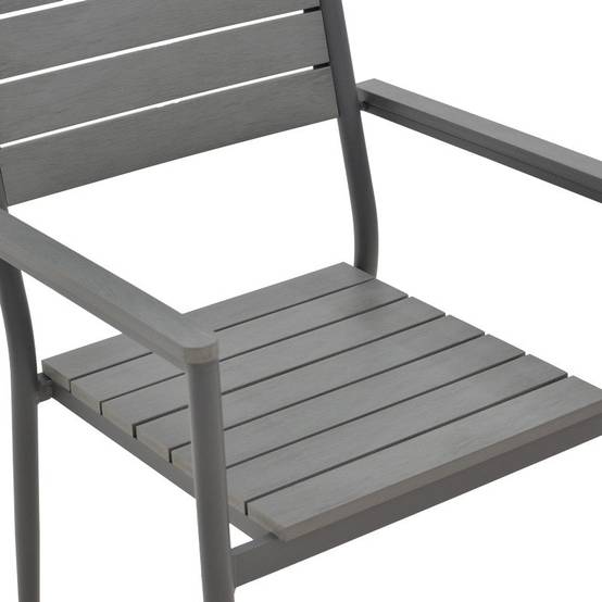 No name - Chaise de jardin aluminium anthracite- contreplaqué gris 60x56,3x89 cm - Image 8