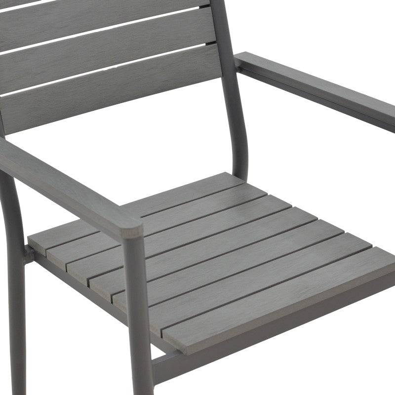 No name  - Chaise de jardin aluminium anthracite- contreplaqué gris 60x56,3x89 cm - Image 8