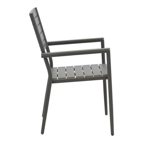 No name - Chaise de jardin aluminium anthracite- contreplaqué gris 60x56,3x89 cm - Image 3