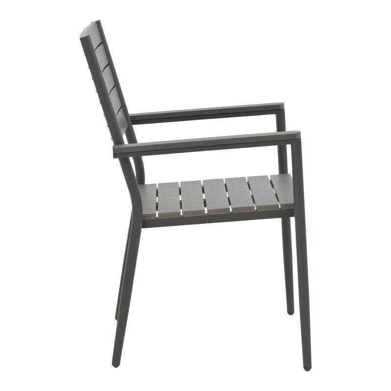 No name  - Chaise de jardin aluminium anthracite- contreplaqué gris 60x56,3x89 cm - Image 3