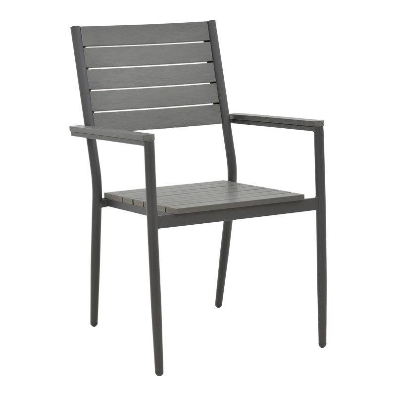 No name  - Chaise de jardin aluminium anthracite- contreplaqué gris 60x56,3x89 cm - Image 1