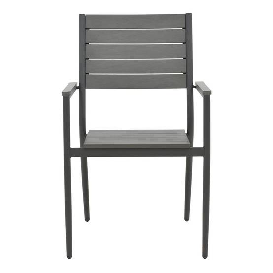 No name - Chaise de jardin aluminium anthracite- contreplaqué gris 60x56,3x89 cm - Image 4