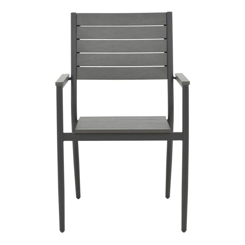 No name  - Chaise de jardin aluminium anthracite- contreplaqué gris 60x56,3x89 cm - Image 4