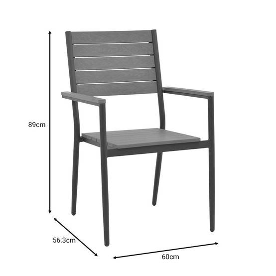 No name - Chaise de jardin aluminium anthracite- contreplaqué gris 60x56,3x89 cm - Image 9