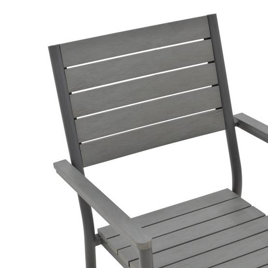 No name - Chaise de jardin aluminium anthracite- contreplaqué gris 60x56,3x89 cm - Image 6