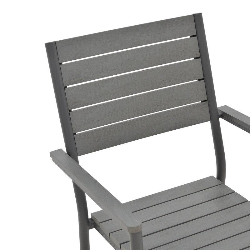 No name  - Chaise de jardin aluminium anthracite- contreplaqué gris 60x56,3x89 cm - Image 6