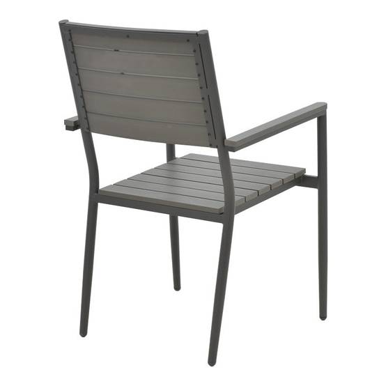 No name - Chaise de jardin aluminium anthracite- contreplaqué gris 60x56,3x89 cm - Image 2
