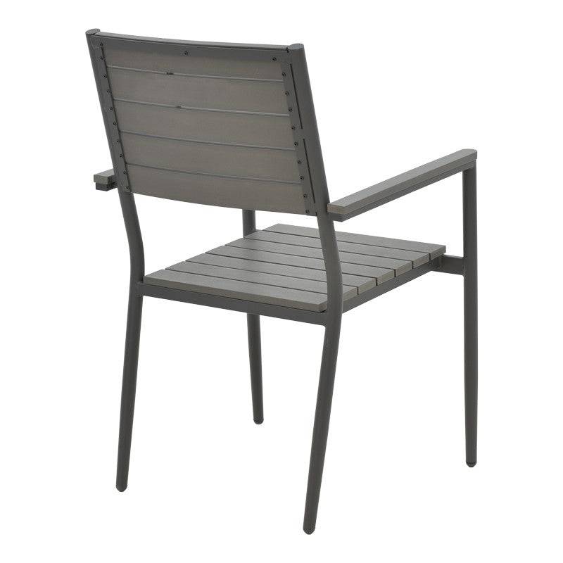 No name  - Chaise de jardin aluminium anthracite- contreplaqué gris 60x56,3x89 cm - Image 2