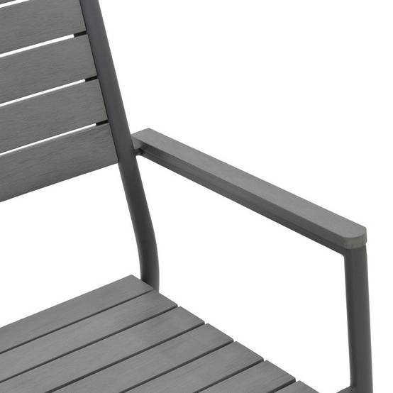 No name - Chaise de jardin aluminium anthracite- contreplaqué gris 60x56,3x89 cm - Image 7
