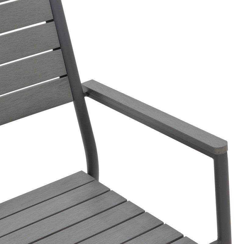 No name  - Chaise de jardin aluminium anthracite- contreplaqué gris 60x56,3x89 cm - Image 7