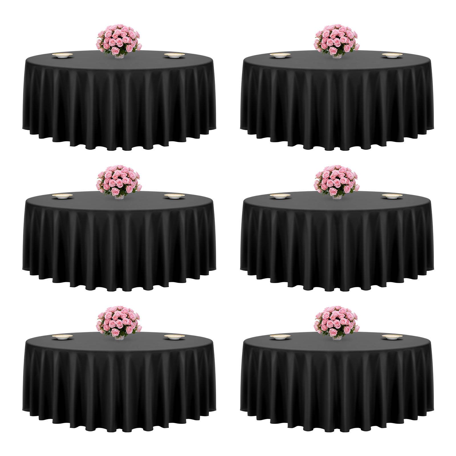 Vevor - VEVOR Nappe ronde noire de table en polyester 3048 mm lot de 6 pour mariage - Image 1
