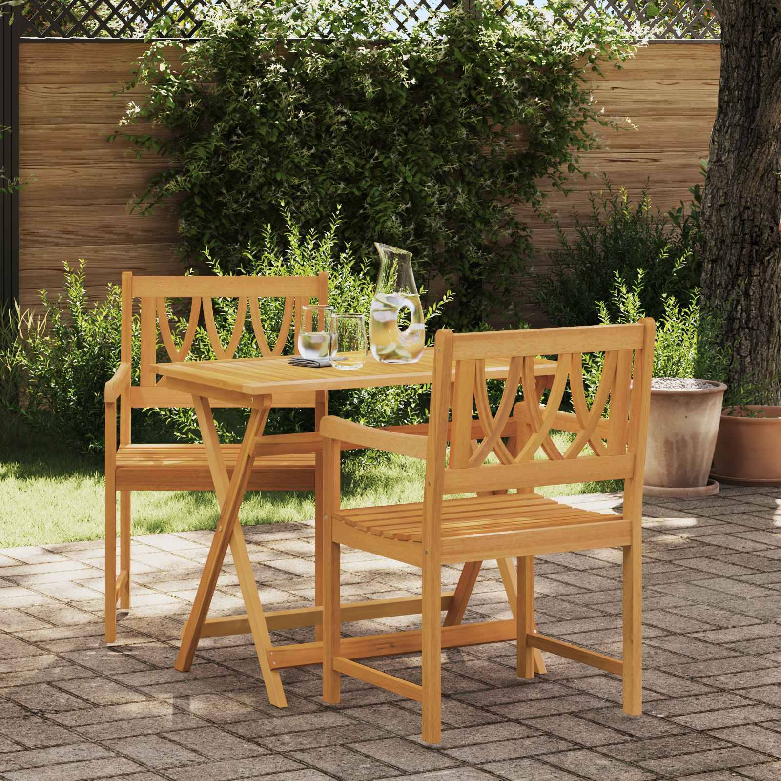Chaises de jardin bois d'acacia massif naturel 56 x 55.5 x 90 cm, Poids:17.6kg - PANGIVO