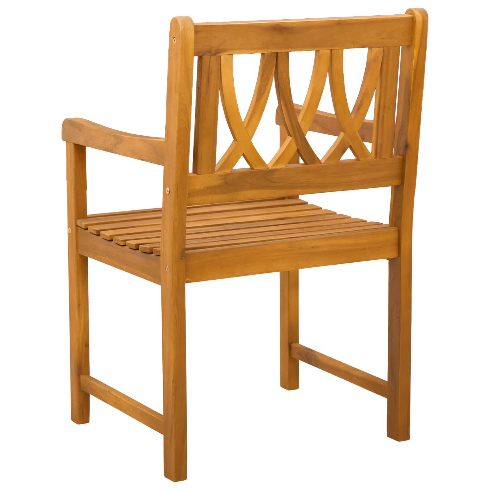 Chaises de jardin bois d'acacia massif naturel 56 x 55.5 x 90 cm, Poids:17.6kg - PANGIVO - Image 6