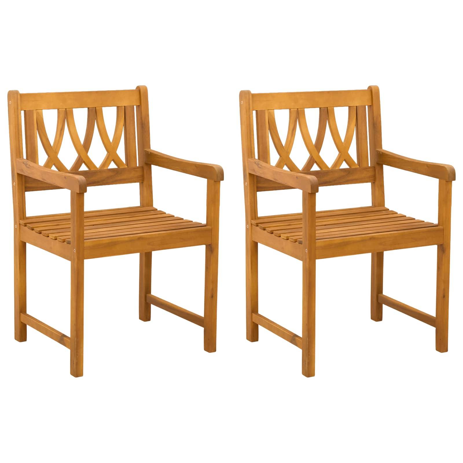 Chaises de jardin bois d'acacia massif naturel 56 x 55.5 x 90 cm, Poids:17.6kg - PANGIVO - Image 2
