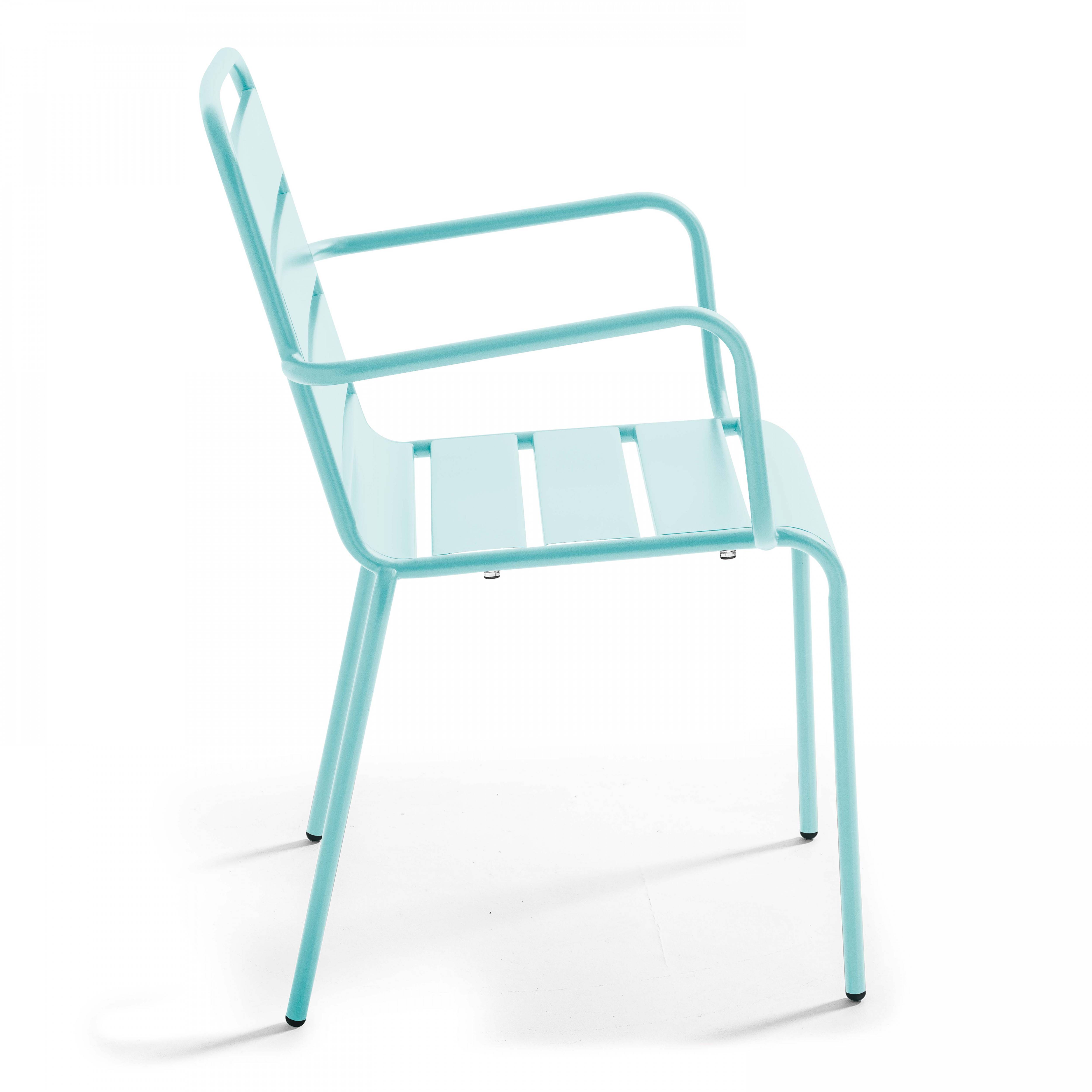 Oviala - Ensemble table de jardin et 8 fauteuils en métal turquoise Palavas - Oviala - Imagen 6
