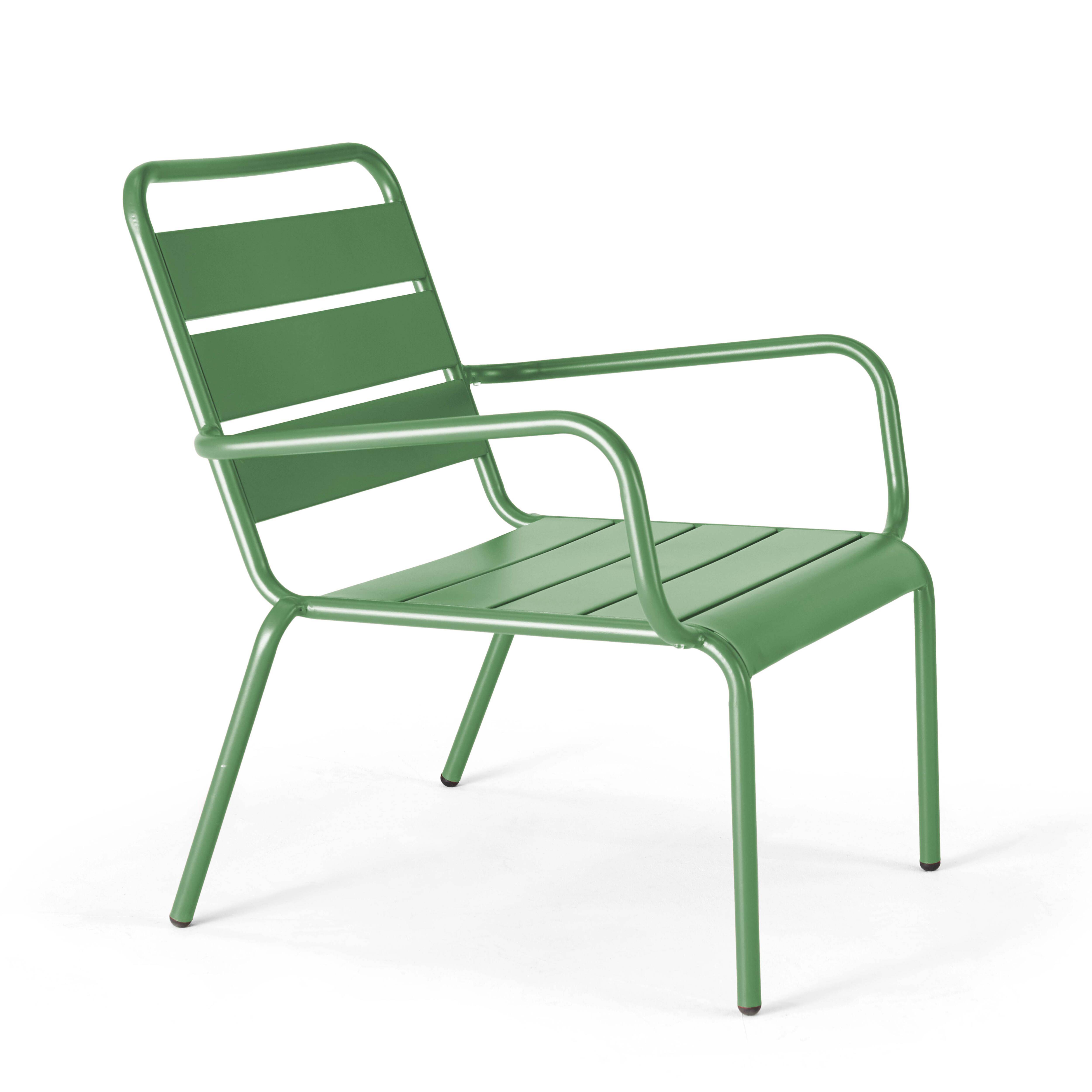 Oviala - Fauteuil relax et repose pied en métal vert cactus Palavas - Oviala - Imagen 5