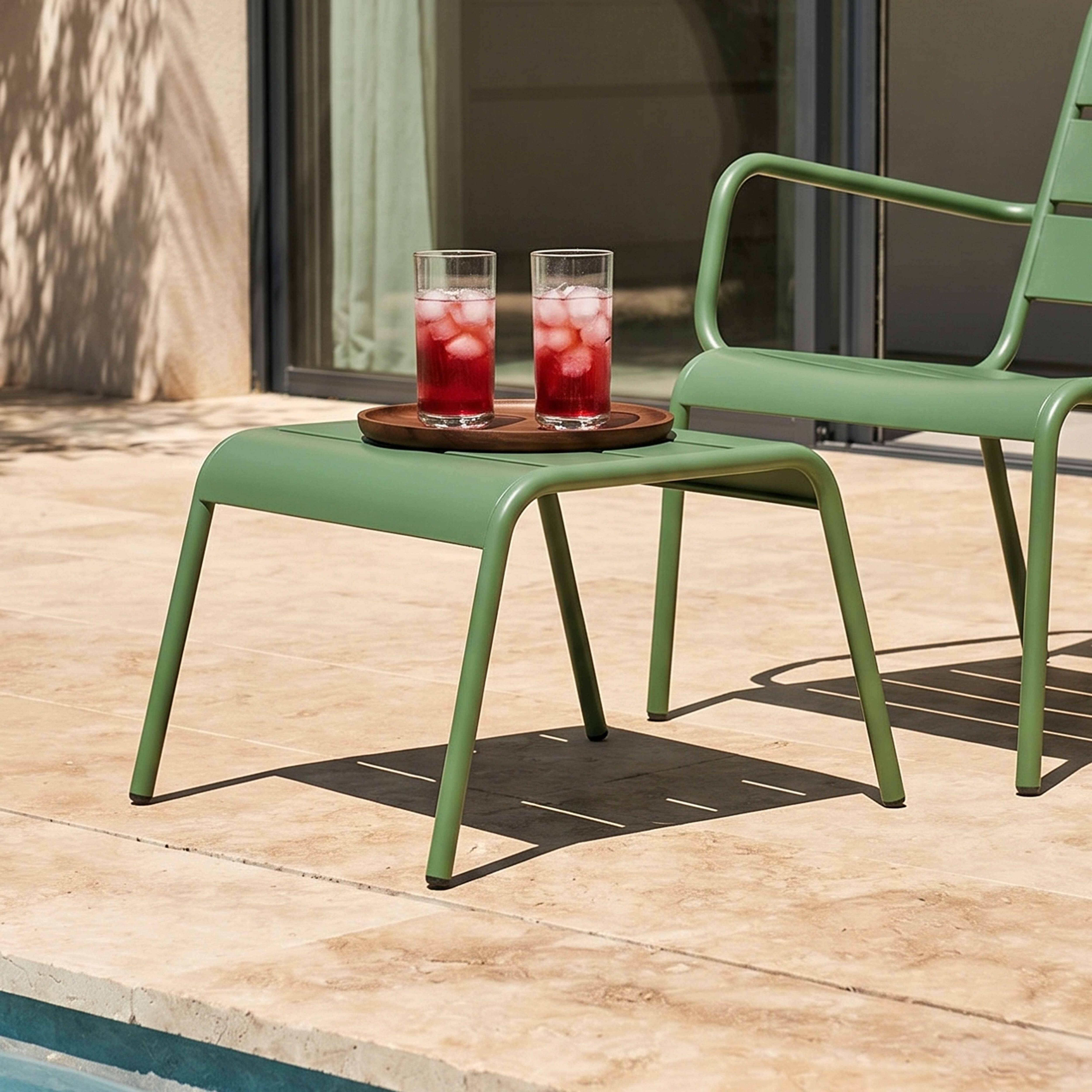 Oviala - Fauteuil relax et repose pied en métal vert cactus Palavas - Oviala - Imagen 4