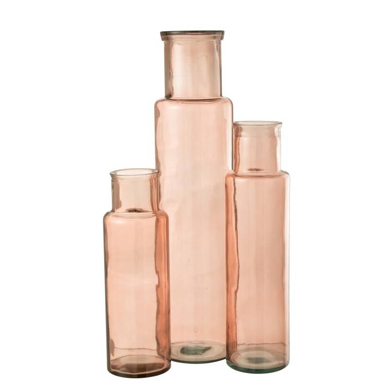 J-Line - Vase cylindrique en verre rose 18x18x75 cm - J-Line - Image 2