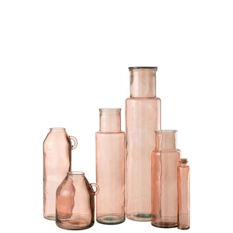 J-Line - Vase cylindrique en verre rose 18x18x75 cm - J-Line - Image 3