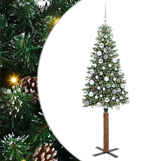 ComfortXL - Sapin de Noël Crayon Floconné 180 cm, Prêt à Poser avec 300 LED et 120 Décorations – ComfortXL Outdoor Living - Image 2