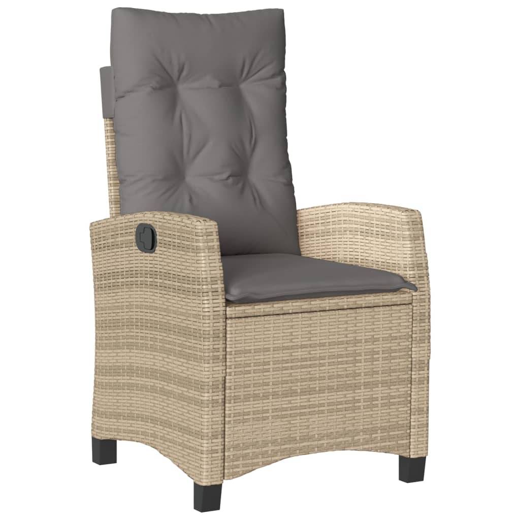 Chaise de jardin inclinable - Chaise d'extérieur - Fauteuil d'extérieur coussins mélange beige poly rotin - MEUBLE PRO - Image 1
