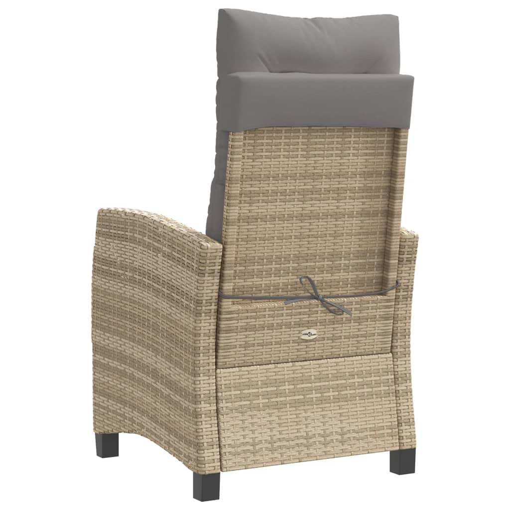 Chaise de jardin inclinable - Chaise d'extérieur - Fauteuil d'extérieur coussins mélange beige poly rotin - MEUBLE PRO - Image 6