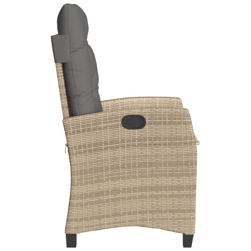Chaise de jardin inclinable - Chaise d'extérieur - Fauteuil d'extérieur coussins mélange beige poly rotin - MEUBLE PRO - Image 5