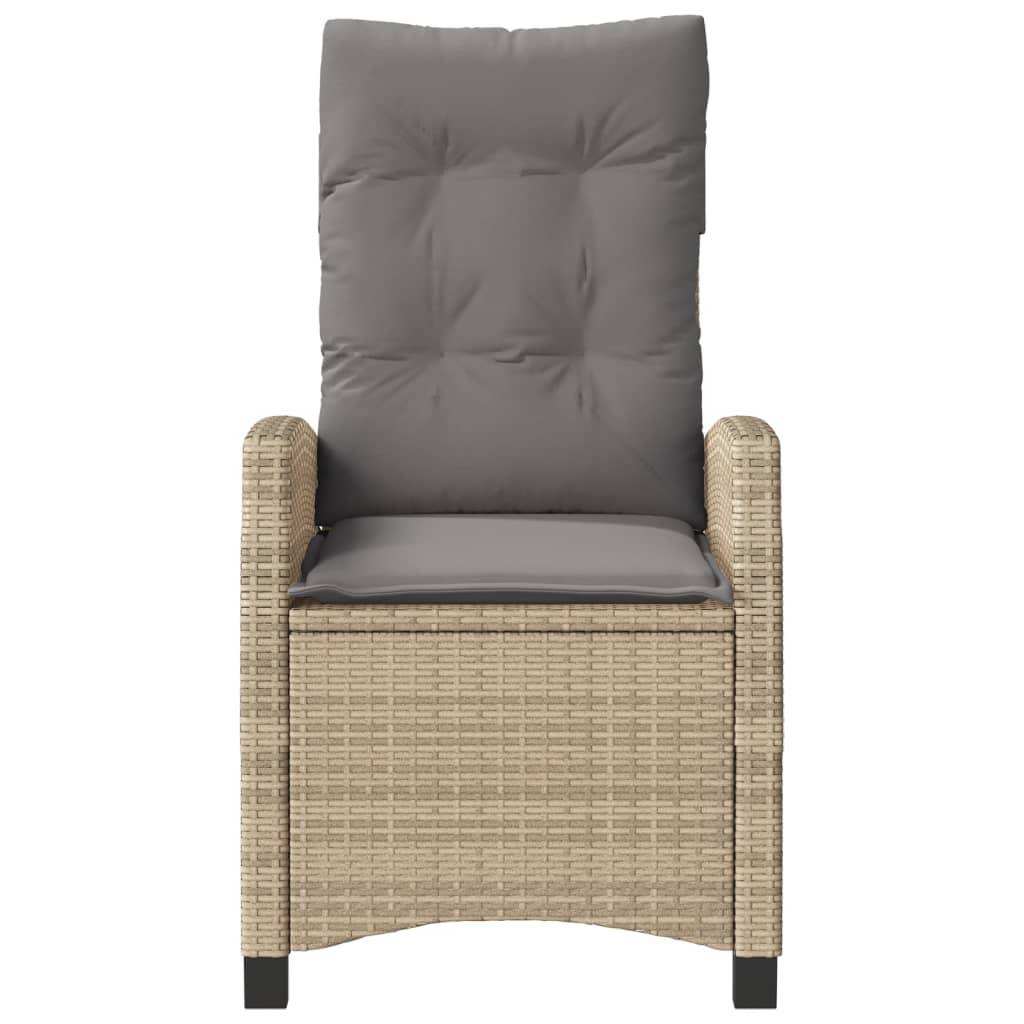 Chaise de jardin inclinable - Chaise d'extérieur - Fauteuil d'extérieur coussins mélange beige poly rotin - MEUBLE PRO - Image 4