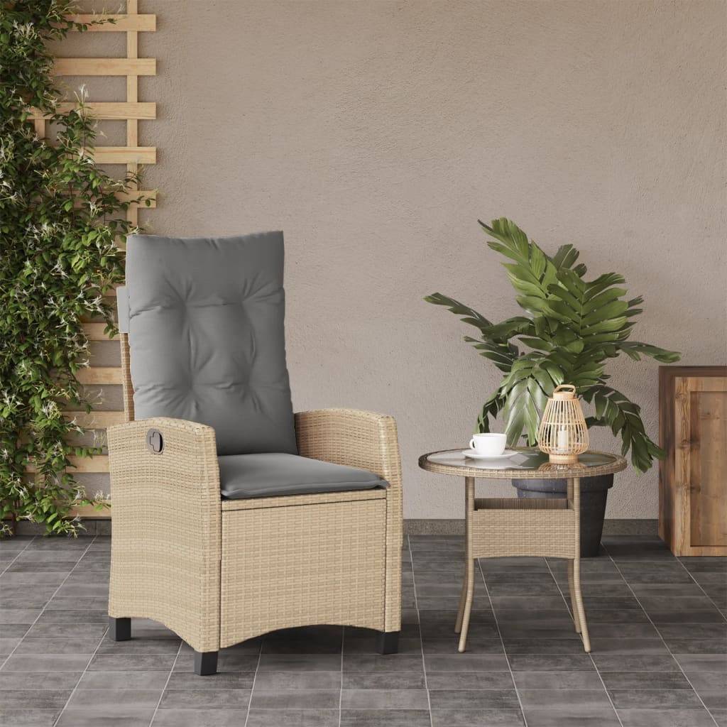 Chaise de jardin inclinable - Chaise d'extérieur - Fauteuil d'extérieur coussins mélange beige poly rotin - MEUBLE PRO - Image 3
