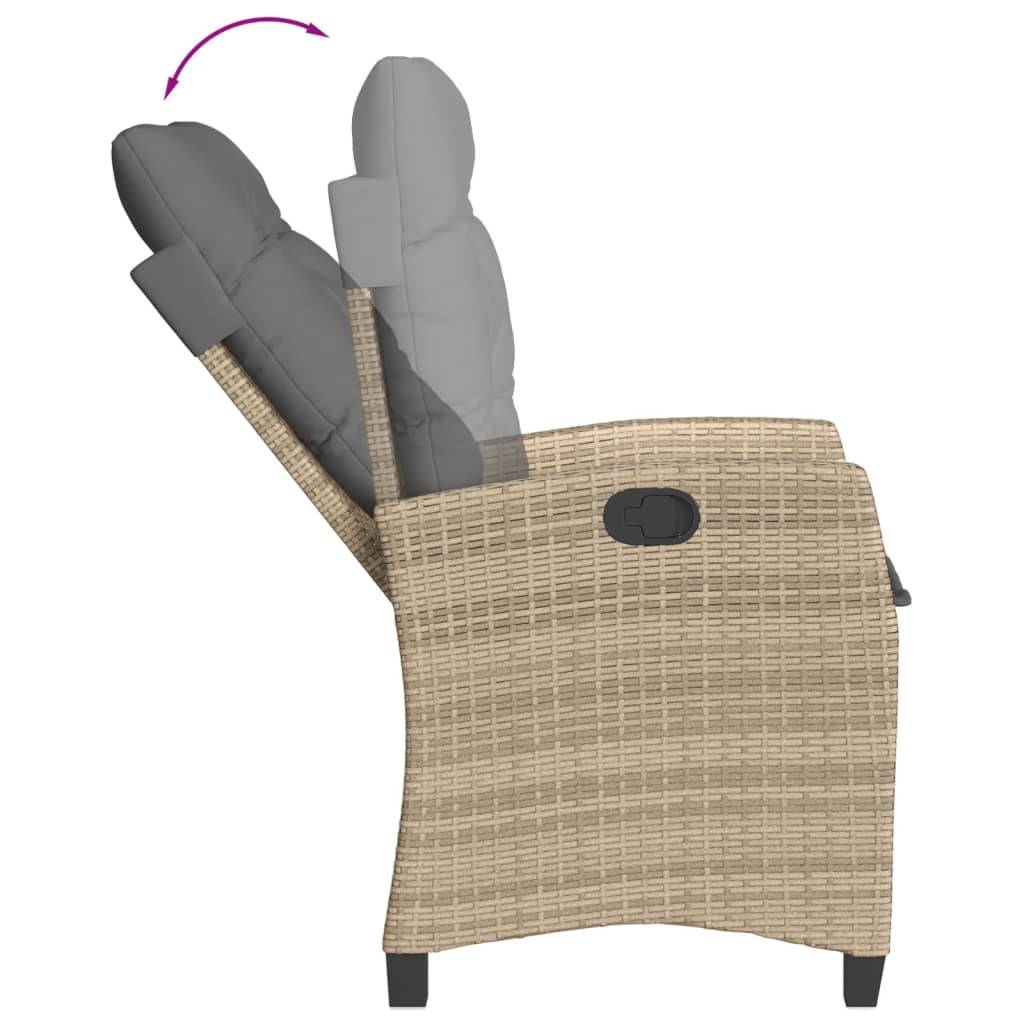 Chaise de jardin inclinable - Chaise d'extérieur - Fauteuil d'extérieur coussins mélange beige poly rotin - MEUBLE PRO - Image 7