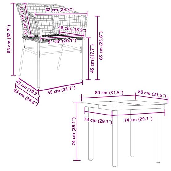 Salon de Jardin 4 Personnes Résine Tressée Noire Table Carrée 80cm pour Repas en Extérieur – ComfortXL Outdoor Living - Image 10