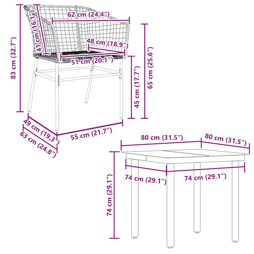 Salon de Jardin 4 Personnes Résine Tressée Noire Table Carrée 80cm pour Repas en Extérieur – ComfortXL Outdoor Living - Image 10