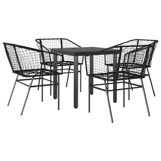 Salon de Jardin 4 Personnes Résine Tressée Noire Table Carrée 80cm pour Repas en Extérieur – ComfortXL Outdoor Living - Image 2