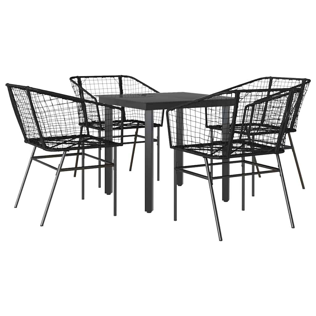 Salon de Jardin 4 Personnes Résine Tressée Noire Table Carrée 80cm pour Repas en Extérieur – ComfortXL Outdoor Living - Image 2