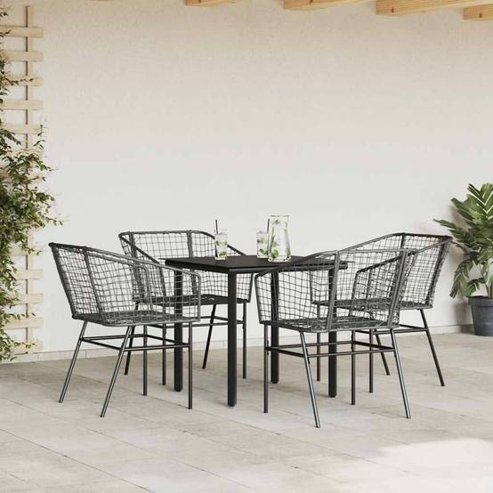 Salon de Jardin 4 Personnes Résine Tressée Noire Table Carrée 80cm pour Repas en Extérieur – ComfortXL Outdoor Living - Image 3
